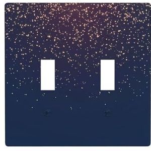 ZhaoYuGoods Marineblauwe hemel- en sterrenprint muurplaat, dubbele tuimellichtschakelaar outlet cover 2-voudig 11,4 cm x 11,4 cm, decoratieve pc-voorplaat voor thuis en op kantoor