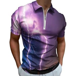 Thunderbolt Storm Half Zip-up Polo Shirts Voor Mannen Slim Fit Korte Mouw T-shirt Sneldrogende Golf Tops Tees 6XL