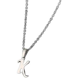 Eenvoudige zilveren kleur 26 letter hanger ketting mode unisex AZ initialen roestvrijstalen choker sleutelbeen ketting sieraden (Style : FN782179)