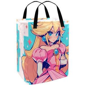 Voor Princess Peach opvouwbare waterdichte wasmand met steunstangen - 60L capaciteit kwekerij manden, wasbenodigdheden en opbergmand