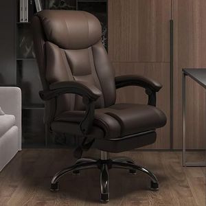 Comfortabele ergonomische directiestoel for zware mensen, gamingstoel van PU-leer met kantelfunctie, leren stoel for volwassenen(Brown)