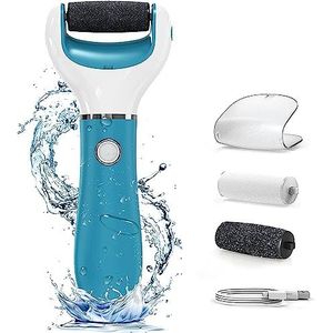 Elektrische voetrasp, anti-eelt, professionele pedicure voetvijl voor het verwijderen van dode en gebarsten huid, 2 verwisselbare rolkoppen, oplaadbare batterij