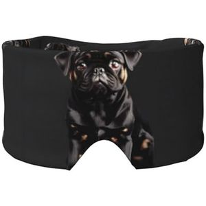 Leuke zwarte mopshond print oogschaduw cover voor dutje reizen yoga, oogbedekking blinddoek reizen kantoor dutje vliegtuig