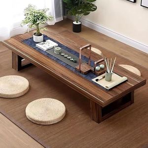 Rechthoekige Japanse stijl Tatami tafel, Japanse stijl vloer tabel, Tatami salontafel, theetafel voor woonkamer/kantoor/theekamer/woningdecor(140 * 60 * 35cm)