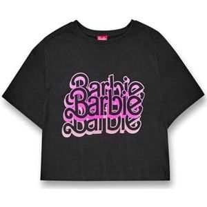 Barbie Womens Crop T-Shirt | Grey Acid Wash roze Retro Triple Logo Tee voor dames | Korte mouwen | Volwassenen Barbie film cadeau