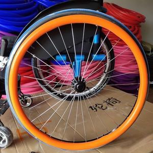 Rolstoel Duwende velghoezen, achterwiel sport rolstoelhoes, handdruk slijtvaste anti-slip hoes (kleur: oranje, maat: