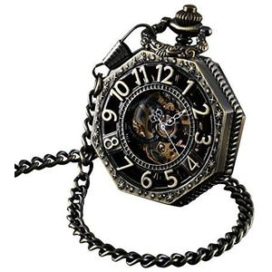 ShoppeWatch Zakhorloge voor heren met ketting | Hand opwindend vintage zakhorloge | klassiek mechanisch uurwerk zakhorloge | 1920s spoorweg Steampunk kostuumaccessoire, Brons, Mechanisch