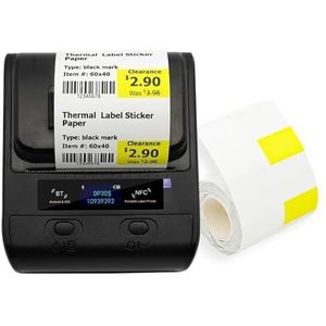 DP30S 80 Mm Mini Draagbare Thermische Printer Met 2 Rollen Black Mark Label Sticker BT Barcode Maker Helder Afdrukken(DP30S 2Roll 60x40Y)