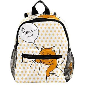 Leuke grappige oranje kat met gele stippen achtergrond schattige mode mini rugzak pack tas, Meerkleurig, 25.4x10x30 CM/10x4x12 in, Rugzak Rugzakken