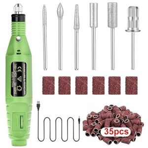 Nail Art Drill Kit File Professionele elektrische manicure pedicure boor Sander Pen Grinder met schuurbits(Green)