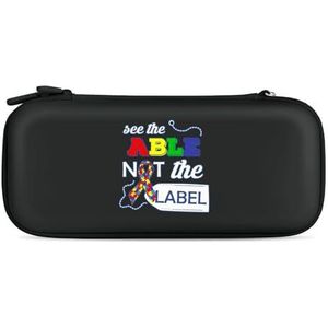 See The Able Not The Label Autism Awareness Compatibel met Switch Carry Case Harde Mode Travel Cover Tas Pouch met 15 Game Accessoires Zwart-Stijl