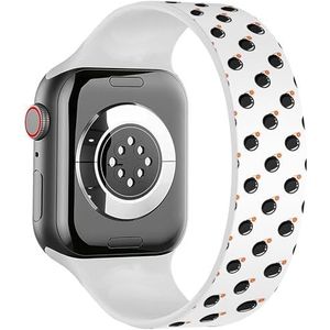 Solo Loop Band Compatibel met All Series Apple Watch 42/44/45/49mm (Bombs Flat Style On White) Stretchy Siliconen Band Strap Accessoire, Siliconen, Geen edelsteen