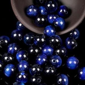 Natuurlijke zwarte blauwe steen kralen ronde losse spacer kralen voor sieraden maken 4/6/8/10/12 mm DIY armband handgemaakt-blauw-8 mm 45 tot 46 stuks