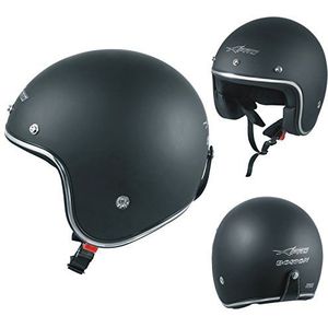 A-Pro Motorhelm Jet, ECE 22-05 goedgekeurd, zwart mat, Custom Scooter Naked, maat M
