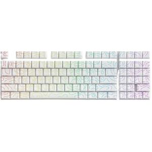 QPSJXN KM98 PBT KEYAP Set compatibel met X68HE en MCHOSE ACE60 ACE68 Magnetine Stand (White Line)
