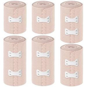 6 stuks elastische bandages, compressiebanden, elastisch verband met metalen clips, elastisch verband, compressieverbanden, uitgerekt, luchtdoorlatend, elastisch voor enkelondersteuning, armen, benen