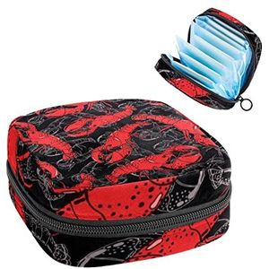 Maandverband Opbergtas, Menstruatie Cup Pouch Tampon Bag, Periode Pads Houder Organizer voor Vrouwen Meisjes, Gekookte Rode Kreeft