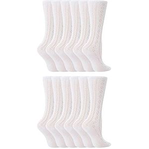 Sock Snob van 12 witte katoenen sokken voor meisjes, knielange vintage zachte schoolsokken, wit, 4-6 Jaar