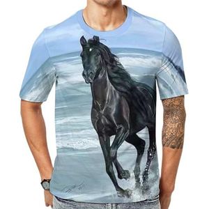 Wild dier paard(1) Grafisch T-shirt met korte mouwen voor heren ronde hals print casual T-shirt tops 4XL