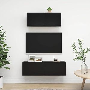 Prolenta Premium - TV woonkamer meubelset 2-delig Engineering hout zwart