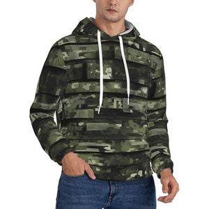 TTIGLHOH Digitale Camo Winter Hoodies Voor Mannen Fleece Gevoerde Sherpa Trui Kangoeroe Pocket Comfort Fit, Winter Sweatshirt, Zwart, M