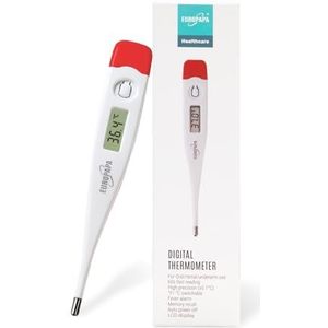 EUROPAPA Digitale koortsthermometer voor baby's, kinderen en volwassenen, thermometer voor oraal, axillair of rectaal, waterdicht met koortsalarm, paars