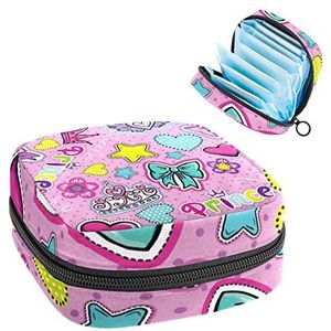 hartbloem ROZE, Periode Pouch Draagbaar, Tampon Opbergtas,Tampon Houder voor Portemonnee Vrouwelijke Product Organizer, Meerkleurig, 4.7x6.6x6.6 in/12x17x17 cm