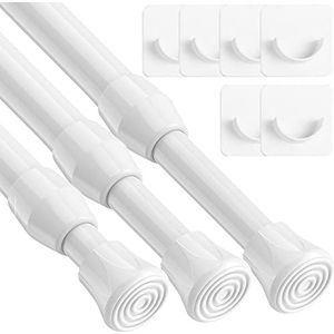 Gordijnroede zonder boren, 360 cm, 450 cm, 410 cm, 500 cm, douchegordijnstang, spanstang voor zware gordijnen, telescopische gordijnroede, uittrekbare stang voor badkamer, kast, raam