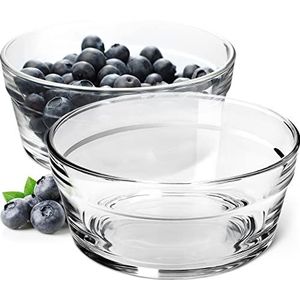 KADAX Saladeschaal, serveerschaal van glas, vaatwasmachinebestendige snackschaal, hoogwaardige fruitschaal, transparante dessertkom, glazen schaal (diameter 14 cm, 1 stuks)