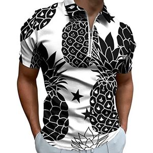 Balck And White Pineapples heren poloshirt met rits T-shirts casual korte mouw golf top klassieke pasvorm tennis tee