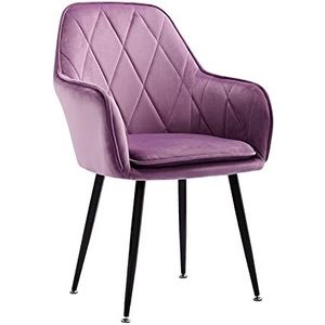 GEIRONV 1 stuks eetkamerstoelen, fluwelen zwarte benen Keuken vrijetijdsruimte hoekstoelen met rugleuning en gevoerde stoelen van de stoel Eetstoelen (Color : Purple)