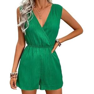 BANGHA Jumpsuits Voor Vrouwen Zomer Casual 2 Stuks Jump Pak Vrouwen Overalls Playsuits Vakantie Een Stuk Outfits Romper Zomer Casual Kruis V-hals Mouwloos Effen Korte Vrouwelijke, EPM2401096, XL