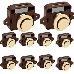 De deur is vergrendeld Trailer Paddle Lock, Caravan deurslot, 5 stuks Keyless Drukknopvergrendeling for RV Kast, Deurknop Slot for RV Caravan Kast Boot Camper Kast (Color : Gold and Brown, Size : 10