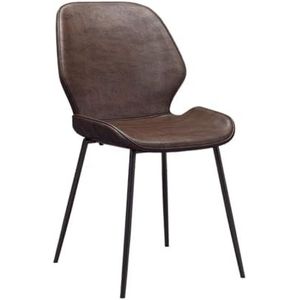 Eetkamerstoelen, eetkamer- en keukenbijzetstoel - metalen poten + PU-lederen zitting, woonkamerclubgastenstoelen(Dark Brown,Black Legs)