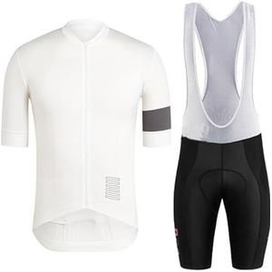 KWTSGOVC Heren wielertruiset, ademend, sneldrogend, korte mouwen, fietstenues met 3D gel-zadelvulling, shorts voor fietsen, joggen(Color:White C,Size:M)