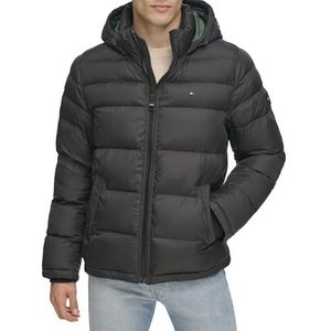 Tommy Hilfiger heren Down Alternatieve bovenkleding jas Klassieke Puffer Jas met capuchon, Zwart, B077TWL2SB