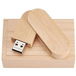 HOZYALE USB 2.0 Flash Drive Houten Geheugenstick USB Stick 16 GB Gegevensopslag Draaien Pendrive met Houten Doos