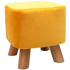 Vierkante houten steun gestoffeerde voetenbank, poef, gewatteerde stoelkruk met afneembare flanellen hoes, 4 beukenpoten (grijs) (Color : Yellow, Size : 28 * 28 * 29 cm)