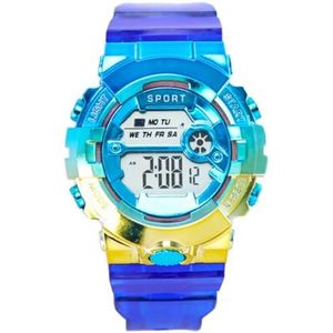 OLACD Trendy Analoge Sporthorloge - Tieners Pols Uurwerk Decoratieve Klassieke Band Horloge Eenvoudig voor Band Plastic, Blauw & Golden92, Eén maat