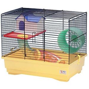 Decorwelt Hamsterdagen, beige, buitenmaten, 40 x 25 x 34 cm, knaagkooi, hamster, plastic, kooi met accessoires