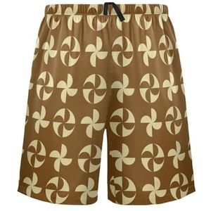 LI ZHI XIN Herenpyjamabroek, korte pyjamabroek, zomer casual shorts, elastische tailleband met trekkoord, rechte losse pasvorm met 2 zakken, S-XXL windmolenpatroon, Meerkleurig, XXL