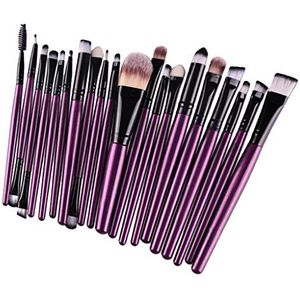 20 Stuks/set Professionele Make-up Borstels Foundation Poeder Borstel Paars Zwart