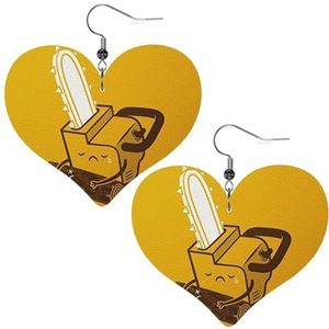 LAMAME Mooie Olifant gedrukt Liefde Hartvormige Dangle Earring Lederen Oorbel Vakantie Party Decoratie, Eén maat, Kunstleer