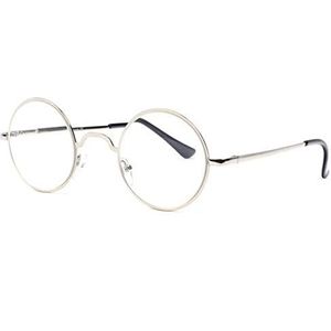 Leesbril rond zilver Retro Ony – Unisex, Dioptrie 2,5, grijs.