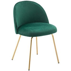 GEIRONV 1 Set Zachte Fluwelen Eetkamerstoel,Thuis Slaapkamer Balkon Nail Art Vrijetijdskruk Moderne Eenvoud Gouden Benen Make-up Stoel Eetstoelen (Color : Green)