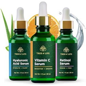 Serum - Vitamine C - 3-Pack - Hyaluronzuur - Retinol voor Gezicht en Huid