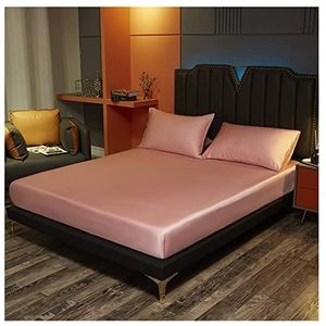 Ice Silk Bed Hoeslaken, Zijden Bed Hoeslaken Diepe 25 CM Echte Zijde Matrashoes, Aangepaste Maat Luxe Hoogwaardig Beddengoed Lakens 85 (Kleur: Roze, Maat: 200 x 200 x 25 cm)