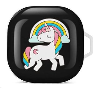 Eenhoorn oordopjes hoesje compatibel met Samsung hard shell beschermhoes wit stijl