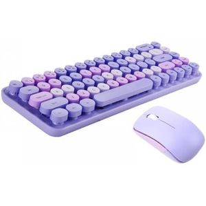 QPSJXN Levendige compacte draadloze toetsenbord en muis set ergonomische Windows laptops en desktops in typemachinestijl (paars)