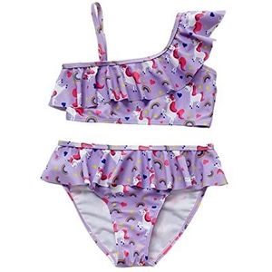 2-9 Jaar Meisjes Bikini Badpak Set Een Schouder Mode Ruches Bikini Badmode Voor Strand Zwemkleding; (Color : 2, Size : 5-6T)